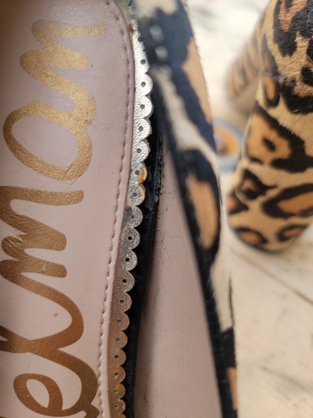 Sam Edelman Leopard Print Chunky Heel Pumps - Tan/Black Womens Size 8 - Picture 6 of 7